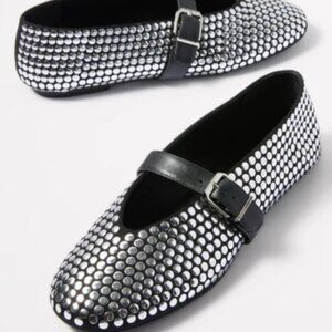 Schutz | Eiza Black Studded Mary Jane Flats Size 7.5 Brand New